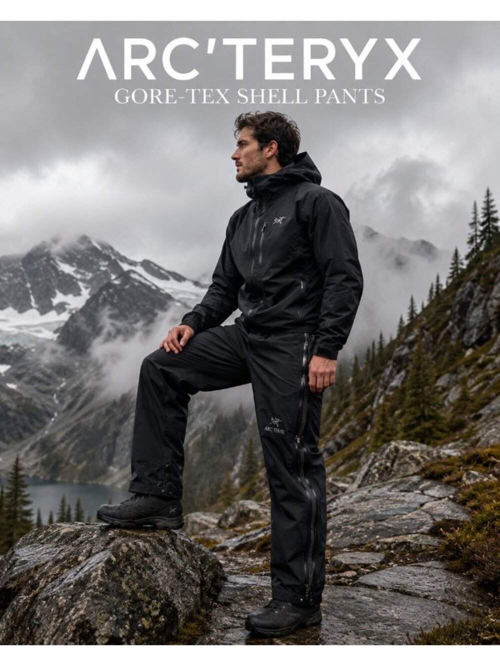 Arc'Teryx GORE-TEX Full Zip Waterproof Shell Pants Black Men's M